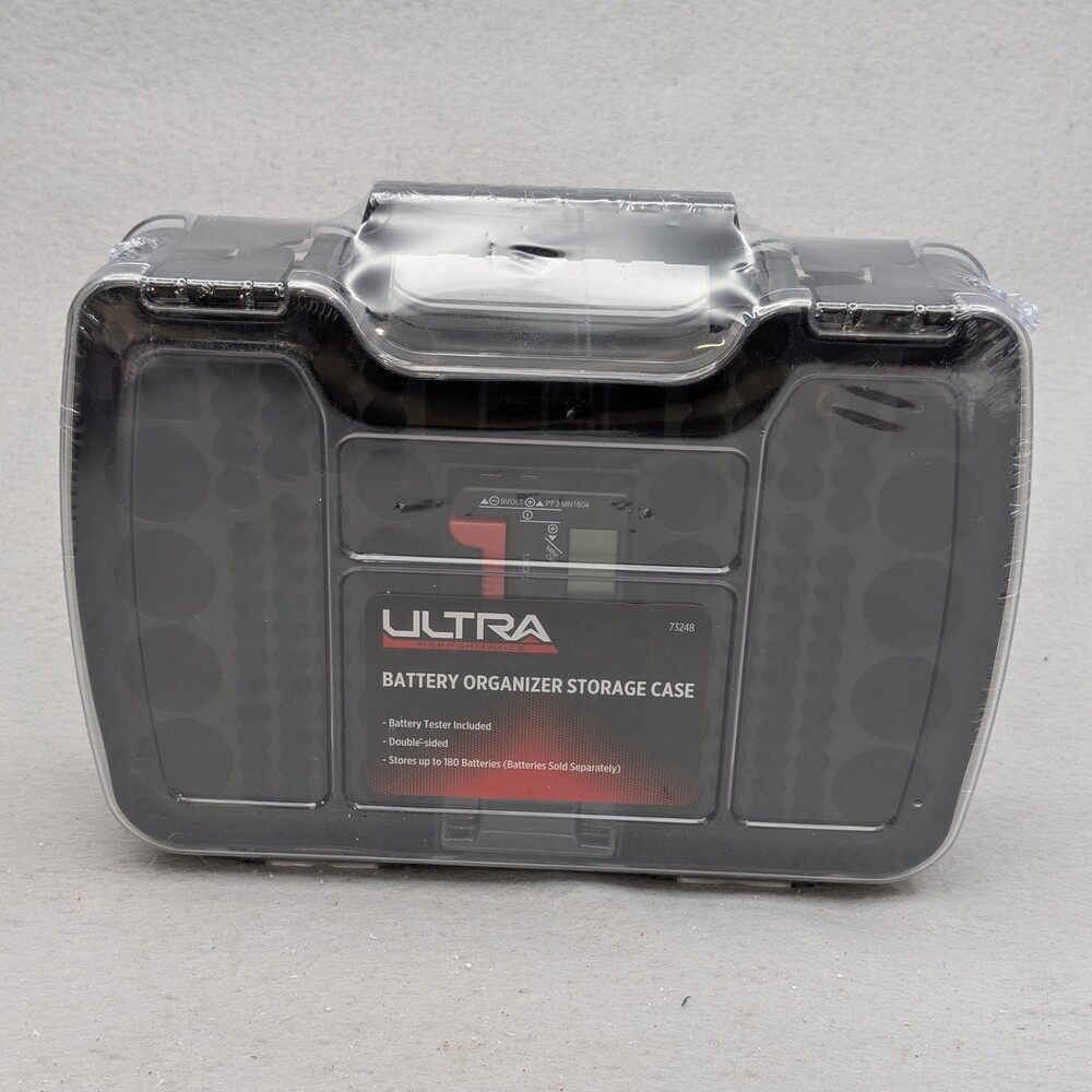 Ultra Performance 73248 Battery Organizer Storage Case 180 Batteries Black Plast